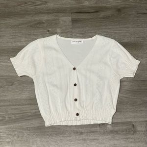 Knit White Crop Cardigan